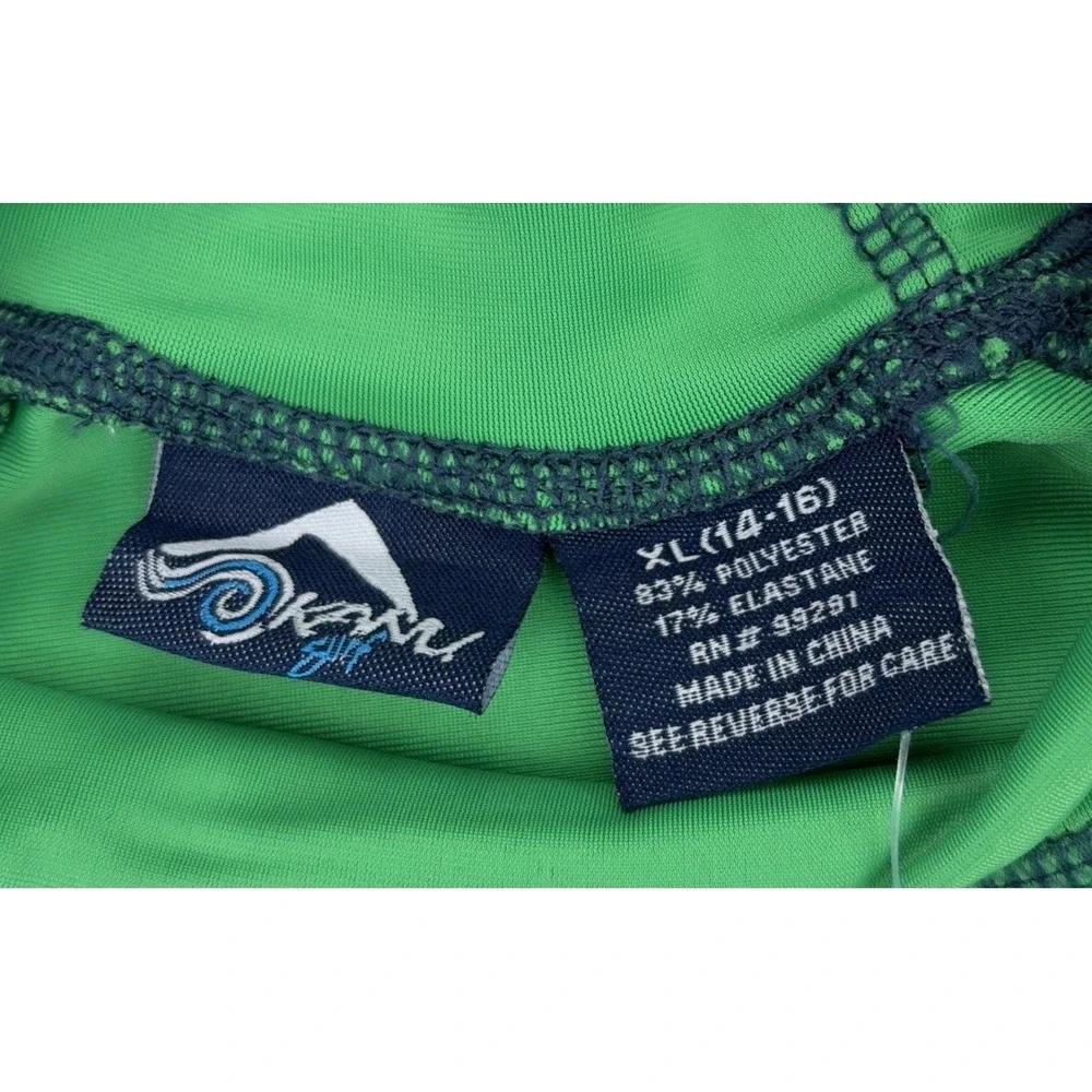 New Kanu Surf Shirt Youth XL Green UPF 50+ Swim Rash Guard Short Sleeve